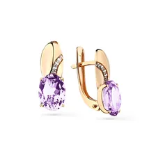 Серьги красное золото Фантазия аметист